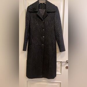 Black Textured Trench Coat with Tailored Fit